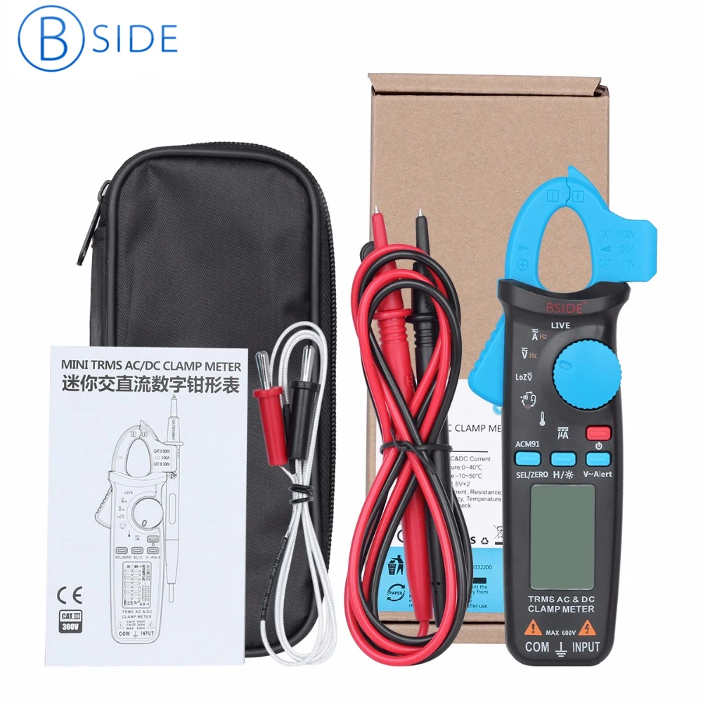 BSIDE ACM91 True RMS Digital Clamp Meter AC/DC Current Auto-Ranging Multimeter Live Check NCV Temp Frequency Capacitor Tester
BSIDE ACM91 True RMS Digital Clamp Meter AC/DC Current Auto-Ranging Multimeter Live Check NCV Temp Frequency Capacitor Tester