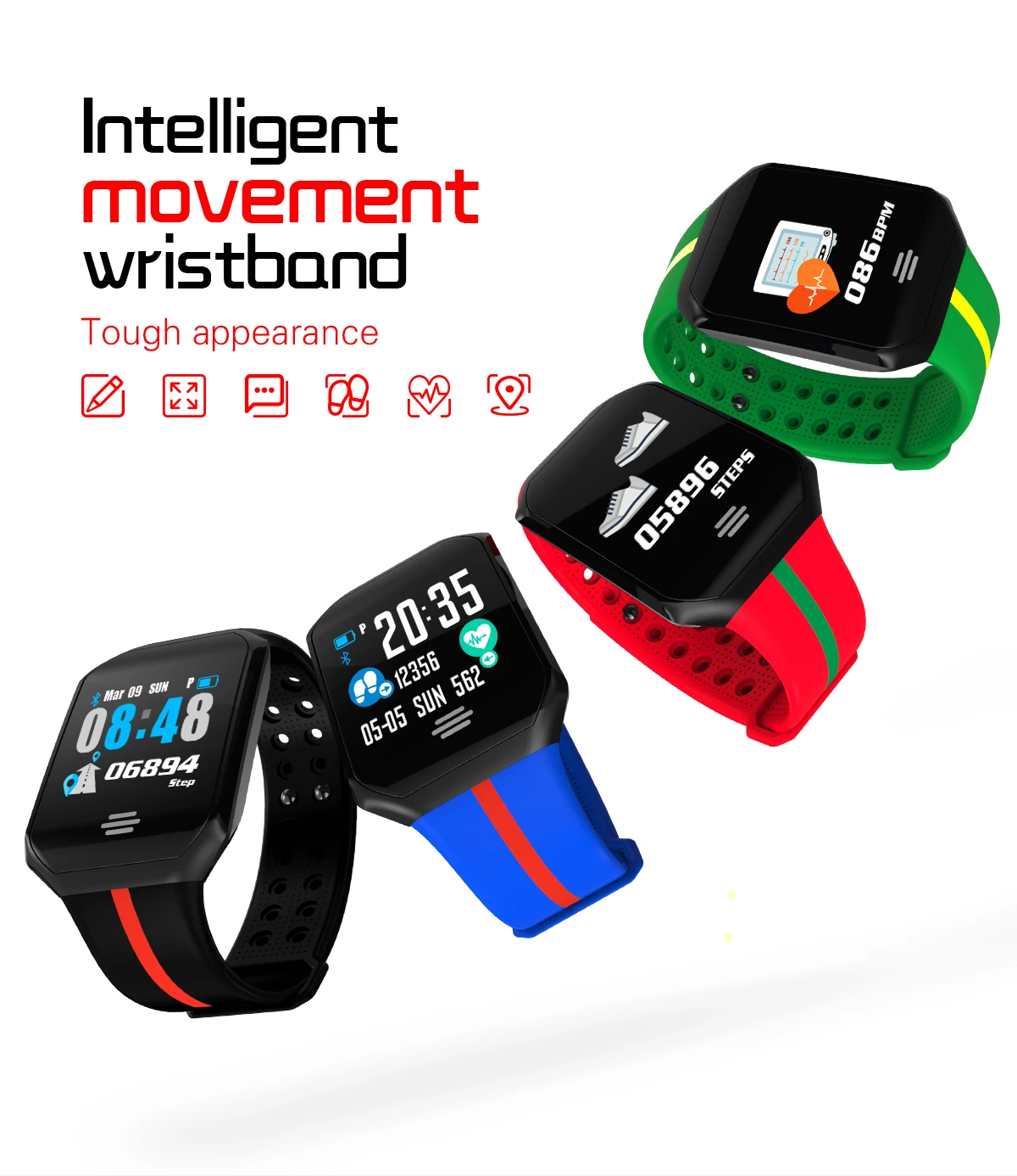New B07 Pedometer Blood Pressure Heart Rate Monitor Smart Watch IP67 Waterproof Sport Fitness Men Women Smartwatch | Электроника