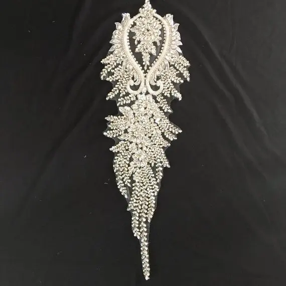 Deluxe Rhinestone bodice applique for haute couture for wedding dress veil,heavy crystal bead applique bridal accessories
Deluxe Rhinestone bodice applique for haute couture for wedding dress veil,heavy crystal bead applique bridal accessories