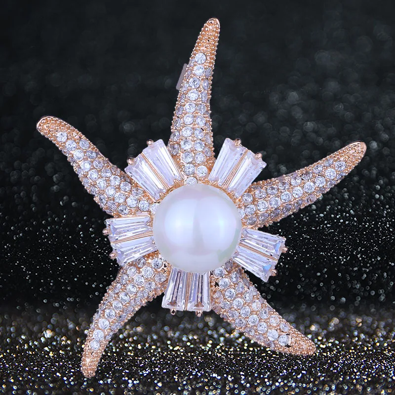 FARLENA Jewelry Luxury Micro Pave Zircon starfish Brooch Pins for Women Wedding Accessory Elegant Simulated Pearl Brooch
FARLENA Jewelry Luxury Micro Pave Zircon starfish Brooch Pins for Women Wedding Accessory Elegant Simulated Pearl Brooch