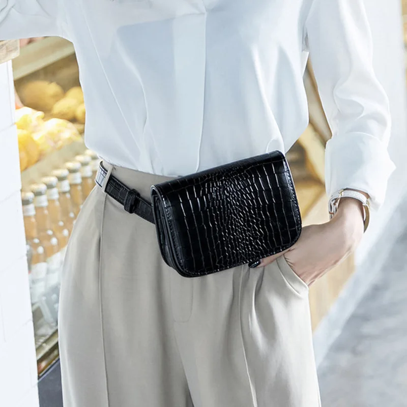 Fashion Women Waist Bags Luxury Leather Fanny Pack Alligator Waist Belt Pack Vintage Mini Black Chest Pouch Small Phone Bag
Fashion Women Waist Bags Luxury Leather Fanny Pack Alligator Waist Belt Pack Vintage Mini Black Chest Pouch Small Phone Bag