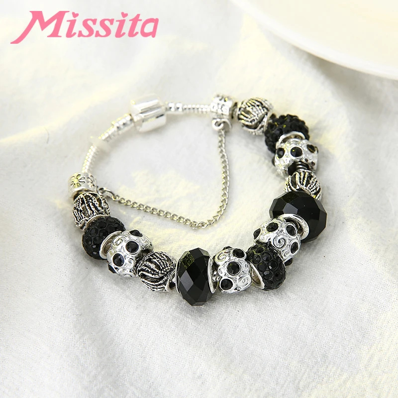 MISSITA Classic Silver Color Bracelet with Black Crystal Ball Clear Beads Bangle for Women Jewelry Anniversary Gift Hot Sale
MISSITA Classic Silver Color Bracelet with Black Crystal Ball Clear Beads Bangle for Women Jewelry Anniversary Gift Hot Sale