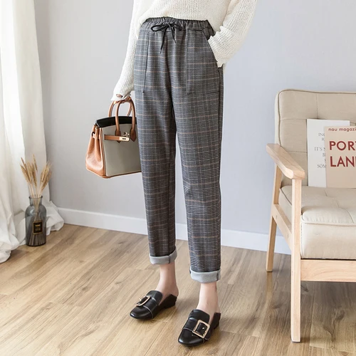 Casual Trousers Women Spring 2020 England Style Lace Up High Waisted Vintage Plaid Pants Harem Pants pantalon femme B300
Casual Trousers Women Spring 2020 England Style Lace Up High Waisted Vintage Plaid Pants Harem Pants pantalon femme B300