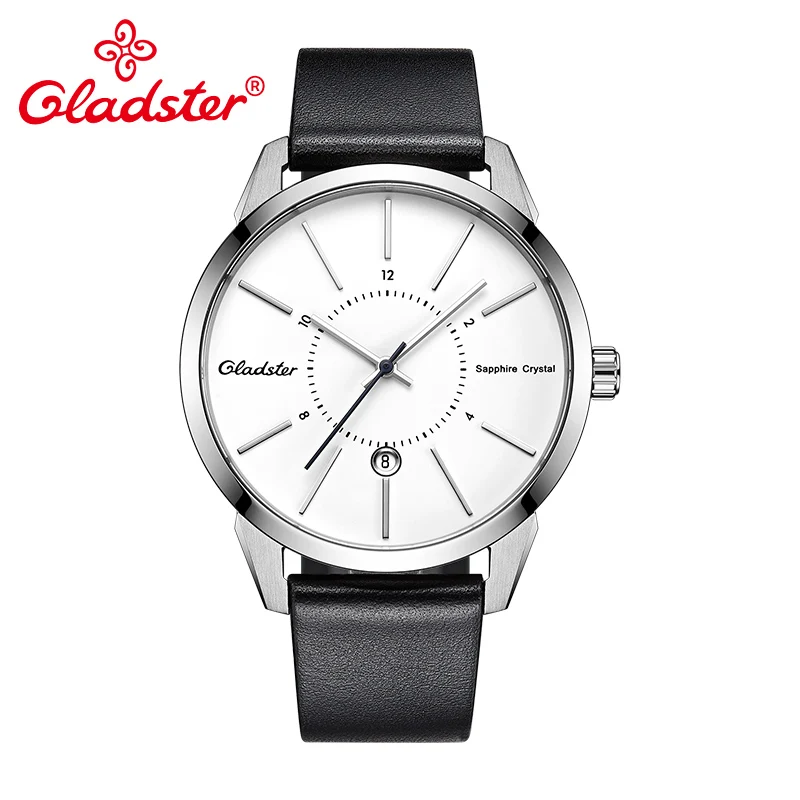 

Gladster Sports Fashion Leather Sapphire Crystal Calendar Male Quartz Clock Japan MIYOTA2115 Watch