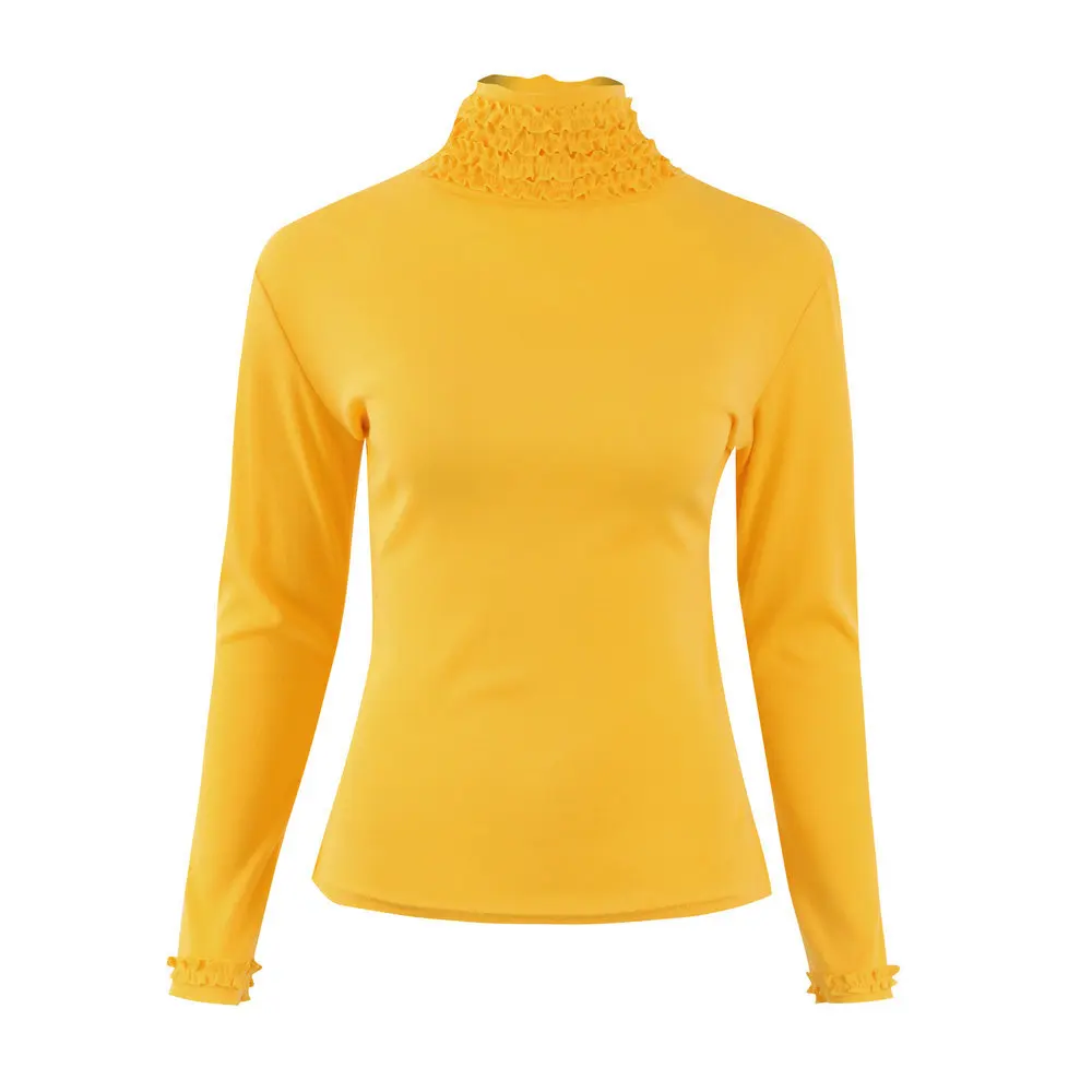 Ruffles Turtleneck Slim Autumn Basic T Shirt Sexy Long Sleeve Women's Winter High Neck Bodycon Tops Female Fashion T-shirt Tees
Ruffles Turtleneck Slim Autumn Basic T Shirt Sexy Long Sleeve Women's Winter High Neck Bodycon Tops Female Fashion T-shirt Tees