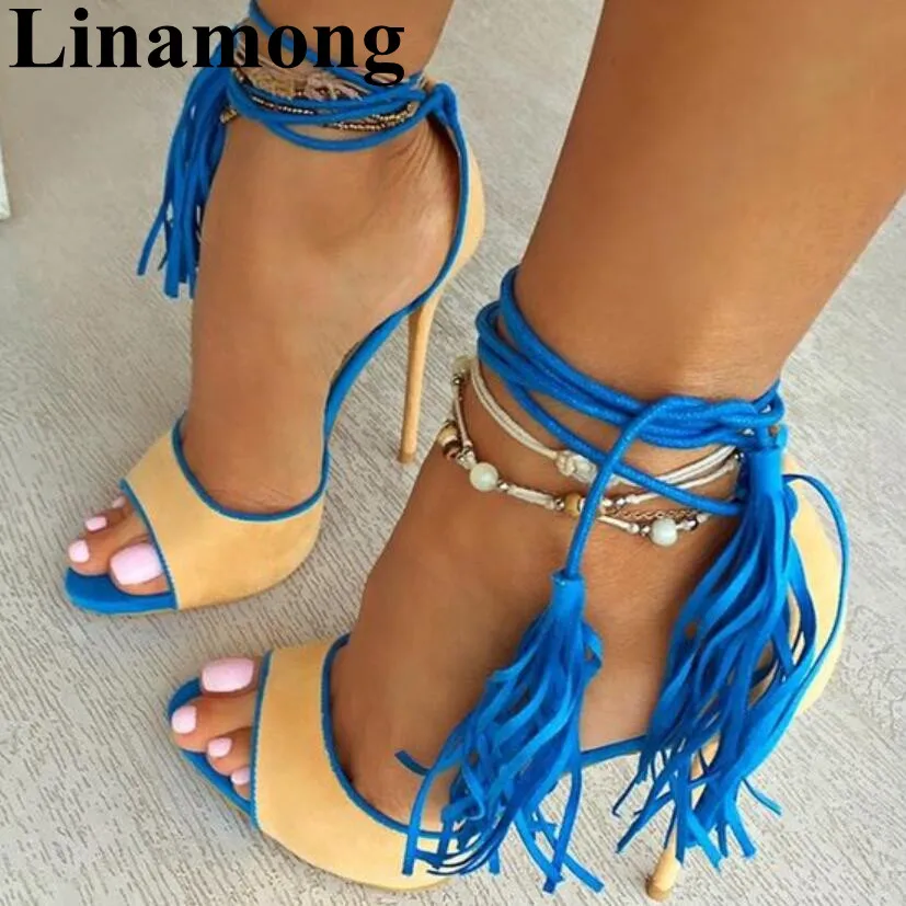 2019 Hottest Fringe Cross-tied Summer Open Toe And Thin High Heel Two Color Shoes Fashion Sexy Flock High Heel Women Sandals
2019 Hottest Fringe Cross-tied Summer Open Toe And Thin High Heel Two Color Shoes Fashion Sexy Flock High Heel Women Sandals