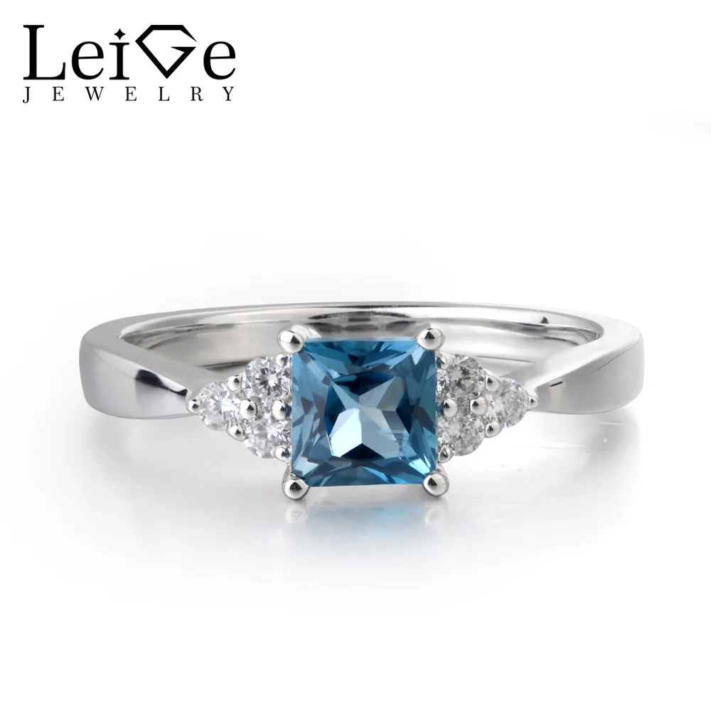 Leige Jewelry Natural London Blue Topaz Gemstone November Birthstone 925 Sterling Silver Princess Cut Wedding Romantic Rings
Leige Jewelry Natural London Blue Topaz Gemstone November Birthstone 925 Sterling Silver Princess Cut Wedding Romantic Rings