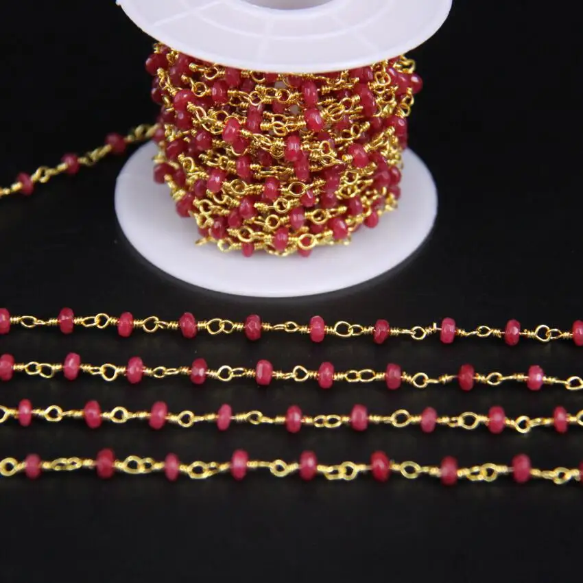 2x4mm Size Red Malaysia Jades Gold Chain,Faceted Rondelle Gems Brass Wire Wrapped Rosary Chain,DIY Necklace Jewelry
2x4mm Size Red Malaysia Jades Gold Chain,Faceted Rondelle Gems Brass Wire Wrapped Rosary Chain,DIY Necklace Jewelry