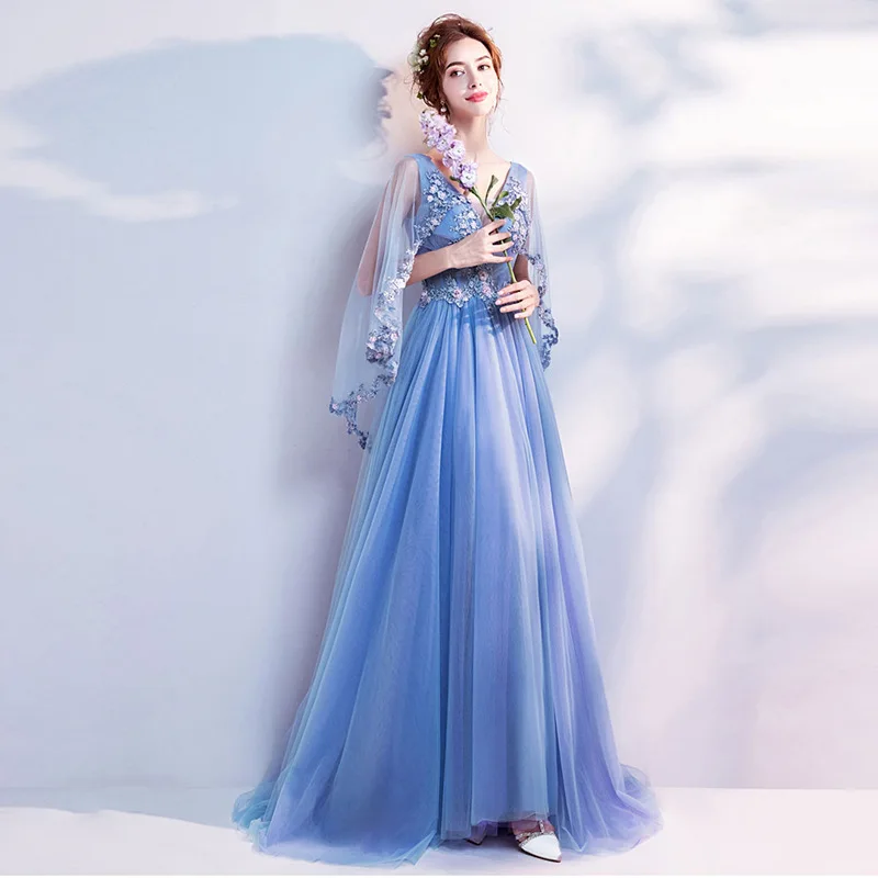 Summer Sexy Evening Party Dress Blue Gauze Floral Applique Backless Mesh Long Dress Elegant Gowns Dresses Women Vestidos Prom
Summer Sexy Evening Party Dress Blue Gauze Floral Applique Backless Mesh Long Dress Elegant Gowns Dresses Women Vestidos Prom
