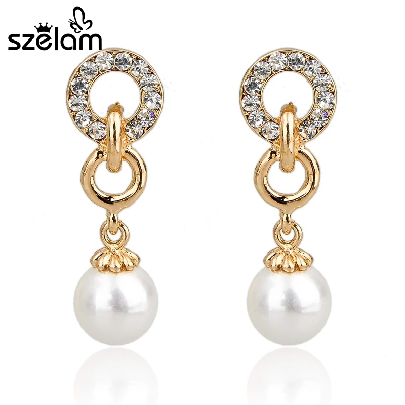 Gold Silver Wedding Earrings Dangle Simulated Pearl Earring Drop Austrian Crystal Earring Imitated Gemstone Jewelry SER140225
Gold Silver Wedding Earrings Dangle Simulated Pearl Earring Drop Austrian Crystal Earring Imitated Gemstone Jewelry SER140225