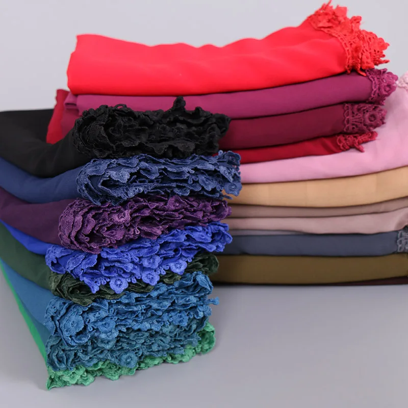 Malaysia Pearl Chiffon Women Scarf With Exquisite Plum Lace Edges Decor Plain Islamic Headsarf Muslim hijab Shawl Arab headscarf
Malaysia Pearl Chiffon Women Scarf With Exquisite Plum Lace Edges Decor Plain Islamic Headsarf Muslim hijab Shawl Arab headscarf