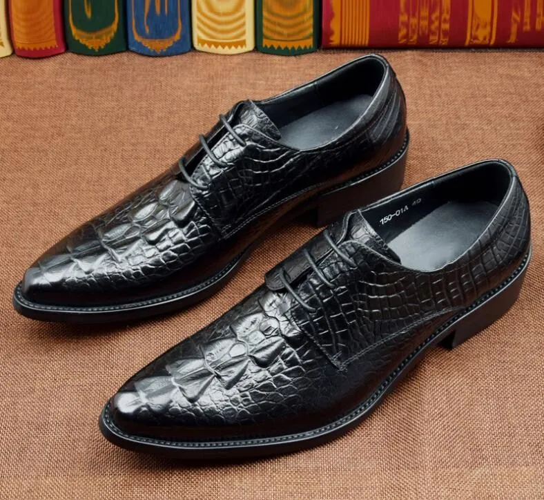 Dress shoes men pointed toes genuine leather lace up Alligator Pattern smart casual shoes low heel height increasing shoes
Dress shoes men pointed toes genuine leather lace up Alligator Pattern smart casual shoes low heel height increasing shoes