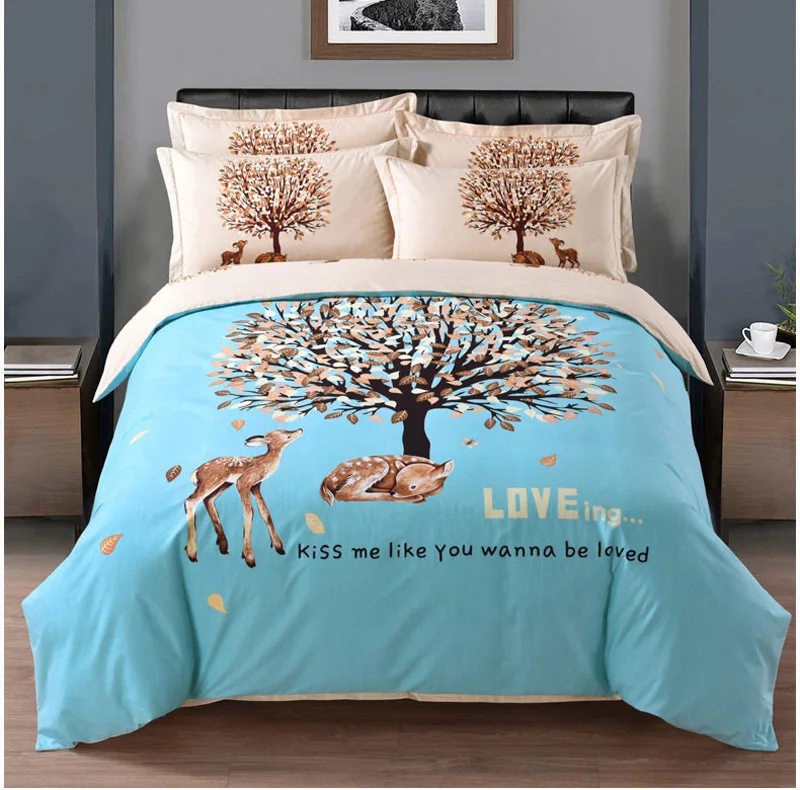 Blue 100% Cotton Sanding Printed Flower Bedding Set Wedding Bed Sheet set Duvet Cover Pillowcase Queen King 4pcs lovely tree
Blue 100% Cotton Sanding Printed Flower Bedding Set Wedding Bed Sheet set Duvet Cover Pillowcase Queen King 4pcs lovely tree