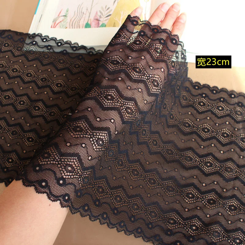 23cm Wide 3 Meters Hair Decoration Black Elastic Stretch Lace Trim Wedding Dress Skirt Lace Trim Sewing Material
23cm Wide 3 Meters Hair Decoration Black Elastic Stretch Lace Trim Wedding Dress Skirt Lace Trim Sewing Material