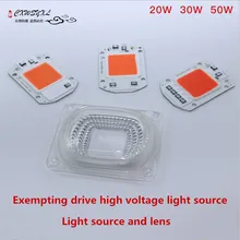 High Power Full Spectrum COB LED Grow Light Lamp Chip + lens 50W 30W 20W 110-220V Grow Led Chip For DIY LED Growth Flood Light