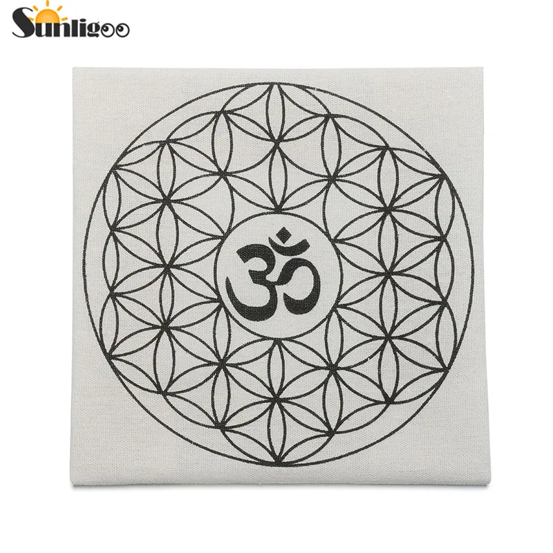 

Sunligoo Flower of Life Cotton Cloth Lotus with OM Symbol Sacred Geometry Crystal Grid Altar Cloth Healing Spiritual Reiki Cloth