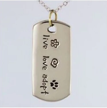 hot sales Live Love Adopt Cat tag dog necklace Wholesale Dog tag Low Price Pet Rescue Necklace cheap rescue Paw Print Tag
hot sales Live Love Adopt Cat tag dog necklace Wholesale Dog tag Low Price Pet Rescue Necklace cheap rescue Paw Print Tag