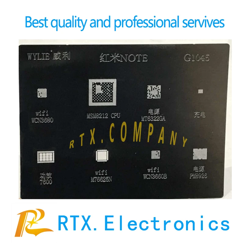 For Xiaomi Redmi note3 WIFI IC MSM8212 CPU WCN3680B MT6625N WCD9326 PMI8952 MT6322GA PM8926 7460 POWER IC BGA Reballing Stencils
For Xiaomi Redmi note3 WIFI IC MSM8212 CPU WCN3680B MT6625N WCD9326 PMI8952 MT6322GA PM8926 7460 POWER IC BGA Reballing Stencils