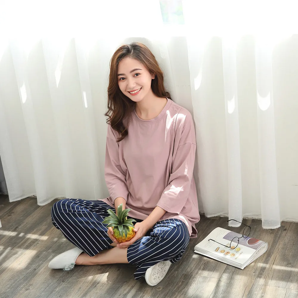 Cotton pregnancy nightwear T-shirt+Trousers maternity and nursing set striped sleepwear pregnant women's nursing nightgown
Cotton pregnancy nightwear T-shirt+Trousers maternity and nursing set striped sleepwear pregnant women's nursing nightgown