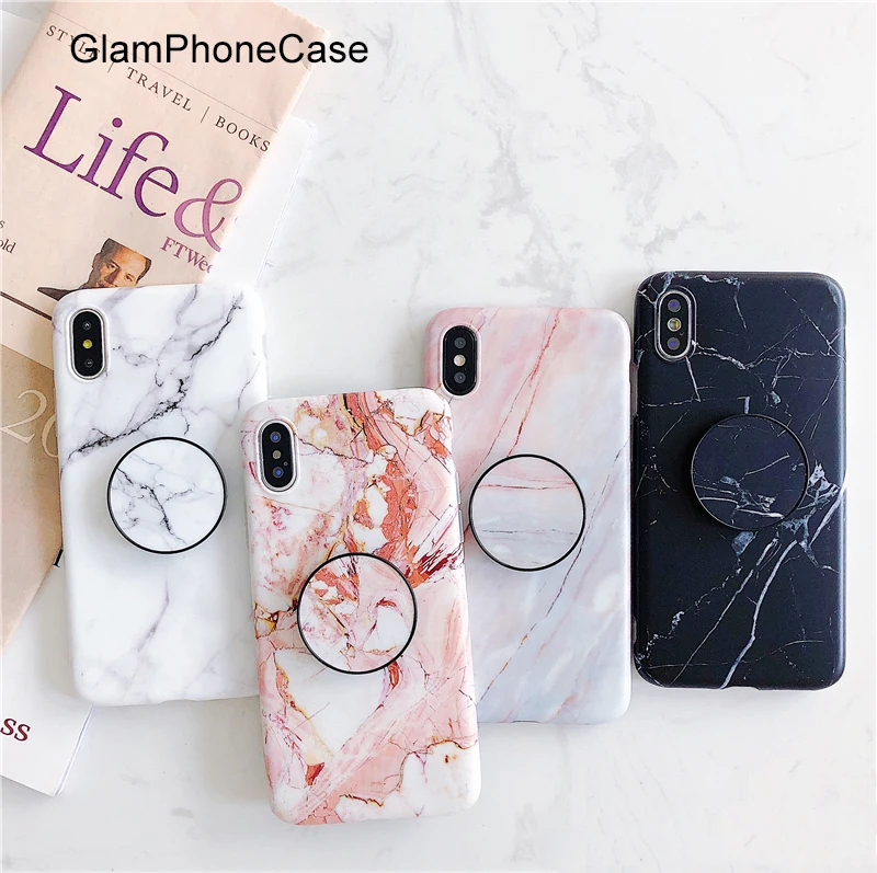 GlamPhoneCase мраморный телескопический кронштейн для телефона чехол iphone X 7 7plus 8 8plus 6