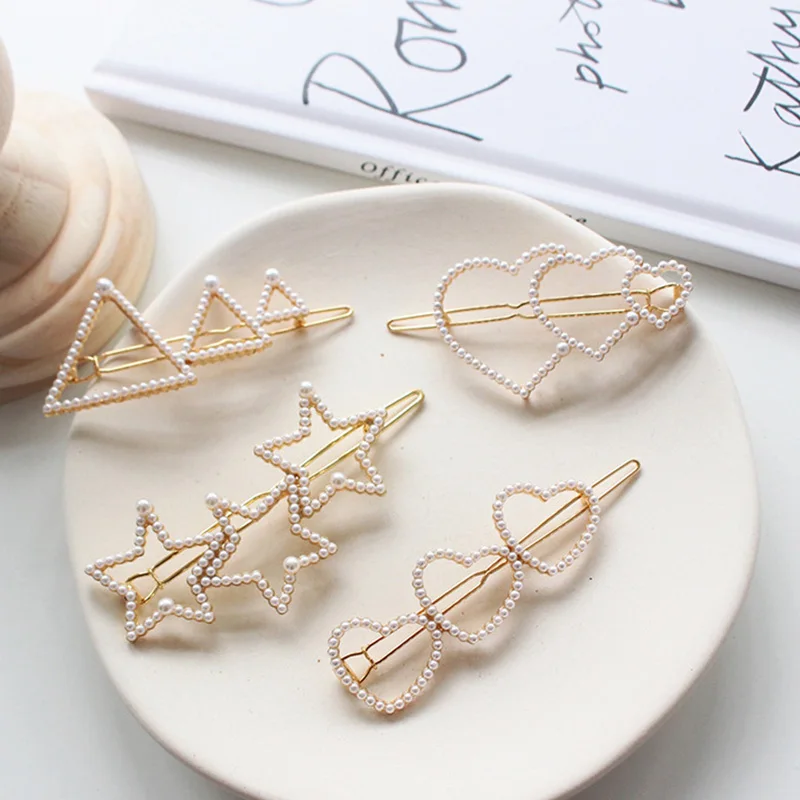 2019 New Korea Pearl Love heart Five-pointed star Hairpin Geometric Triangle Hairpins Women Hair Accessories Pearl Hairpin Bangs
2019 New Korea Pearl Love heart Five-pointed star Hairpin Geometric Triangle Hairpins Women Hair Accessories Pearl Hairpin Bangs