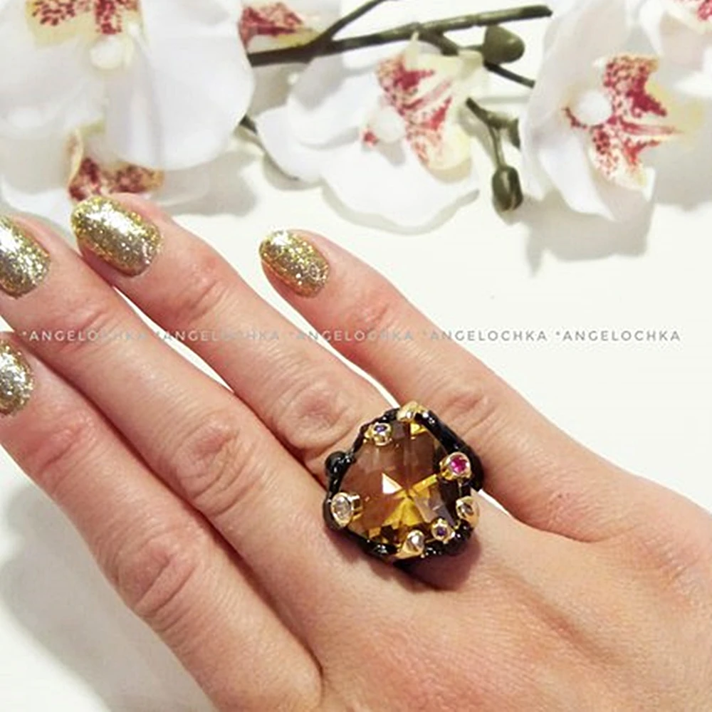 DreamCarnival1989 Barroco Black Gold Wedding Ring for Women Big Light Brown Color Zircon Jewelry Ship from United States ZR14173
DreamCarnival1989 Barroco Black Gold Wedding Ring for Women Big Light Brown Color Zircon Jewelry Ship from United States ZR14173