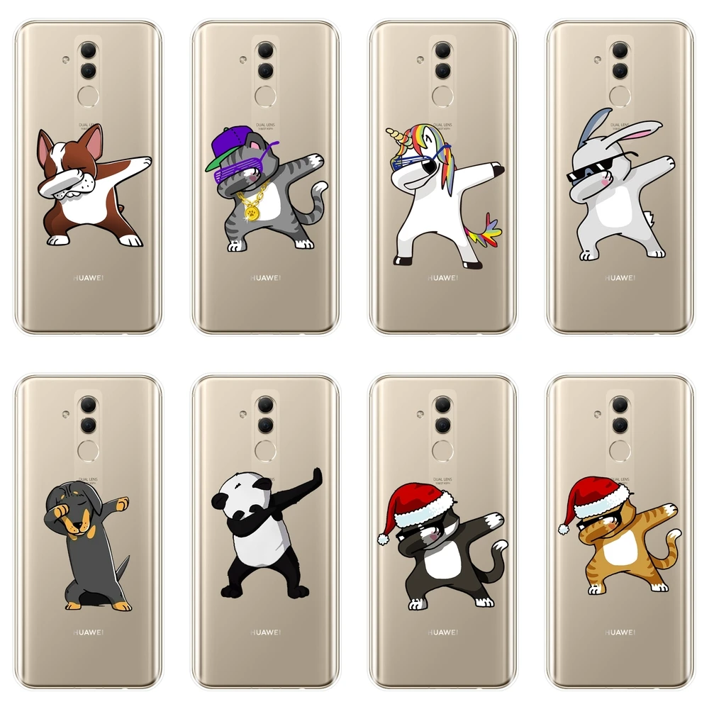 Забавный чехол для телефона с кошкой Мопсом собакой пандой кроликом Huawei Mate 9 10 20 Pro