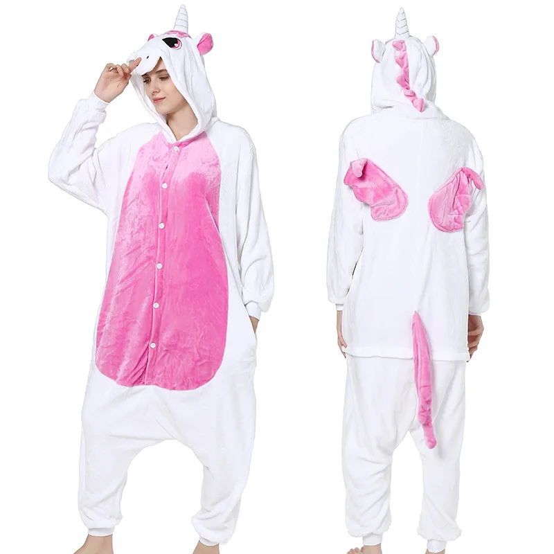 

Unicorn Kigurumi Onesie Adult Women Animal Pajamas Flannel Unicornio Panda Sleepwear Onepiece Winter Warm Pijama Cosplay