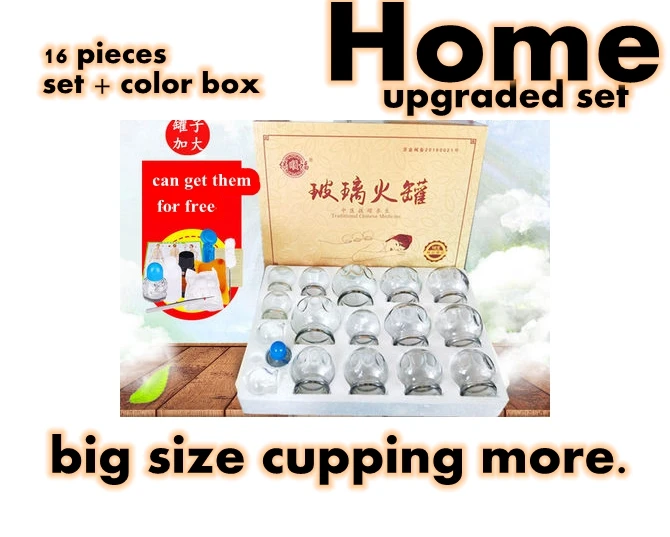 Chinese Cupping Thickening cups Vacuum cupping, Explosion-proof glass cupping jar of a set of 16 pieces home cupping therapy
Chinese Cupping Thickening cups Vacuum cupping, Explosion-proof glass cupping jar of a set of 16 pieces home cupping therapy