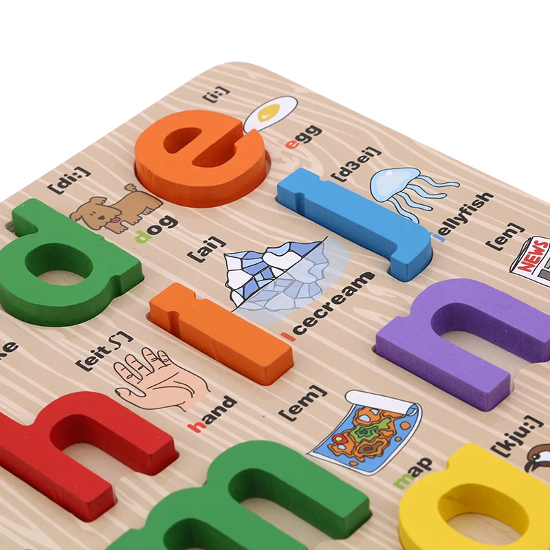 Wood English Letters Children Kids Educational Alphabet Cognition Pronunciation Spell Learning Toys Jigsaw Puzzle | Игрушки и хобби