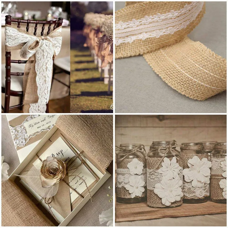 Burlap Ribbon Rolls - 6-Roll Natural Jute Fabric Craft Ribbons with Red, Black, White Lace Trims, 2.18 Yards Long, 2 Inches Wide
Burlap Ribbon Rolls - 6-Roll Natural Jute Fabric Craft Ribbons with Red, Black, White Lace Trims, 2.18 Yards Long, 2 Inches Wide