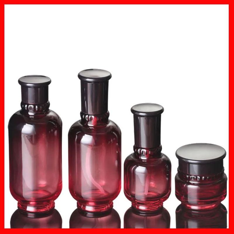 40/50/150/180ML wine red Empty glass bottle/Cream jar lotion pump Cosmetic Packing w black cap 100pcs/lot
40/50/150/180ML wine red Empty glass bottle/Cream jar lotion pump Cosmetic Packing w black cap 100pcs/lot