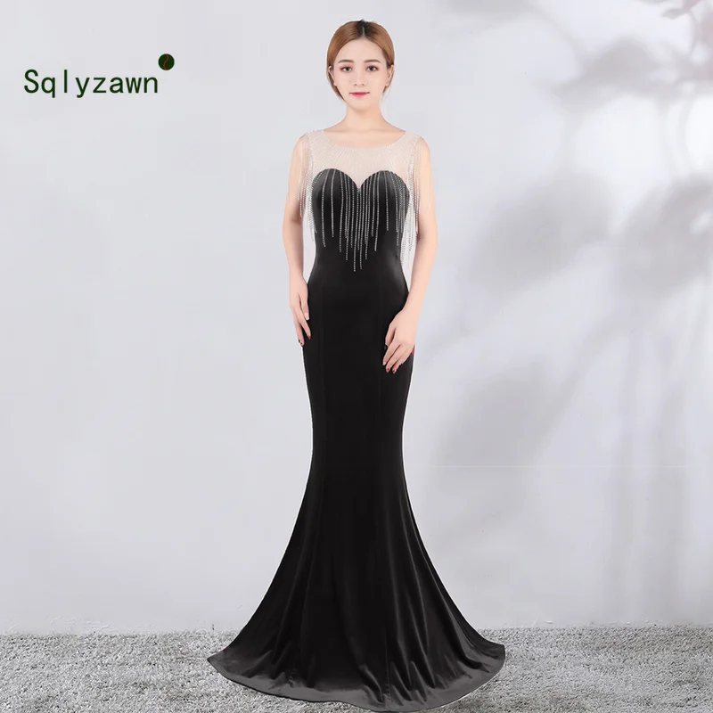 Winter Sexy Velvet Rhinestone Tassel Mermaid Dress Banquet Evening Party Long Slim Dress Elegant Vestido Novia Women Real Photo
Winter Sexy Velvet Rhinestone Tassel Mermaid Dress Banquet Evening Party Long Slim Dress Elegant Vestido Novia Women Real Photo