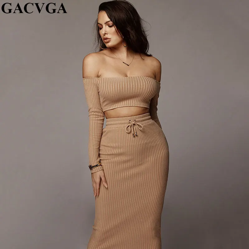 GACVGA 2019 Long Sleeve Strapless Sexy Two Piece Set Dress Women Long Bodycon Party Dress Casual Maxi Summer /Autumn Dress
GACVGA 2019 Long Sleeve Strapless Sexy Two Piece Set Dress Women Long Bodycon Party Dress Casual Maxi Summer /Autumn Dress