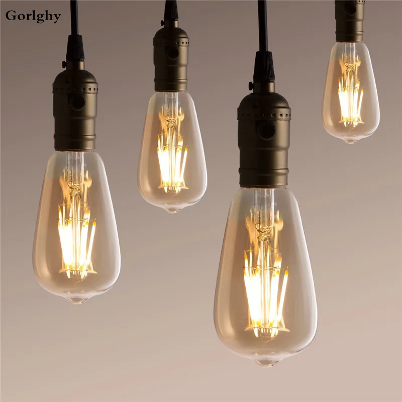 

6pcs Filament Retro Edison Bulb Lamp 6W E27 LED Filament Bulbs ST64 6 leds COB Decorative Warm White 220-240V Replace 60W Blub