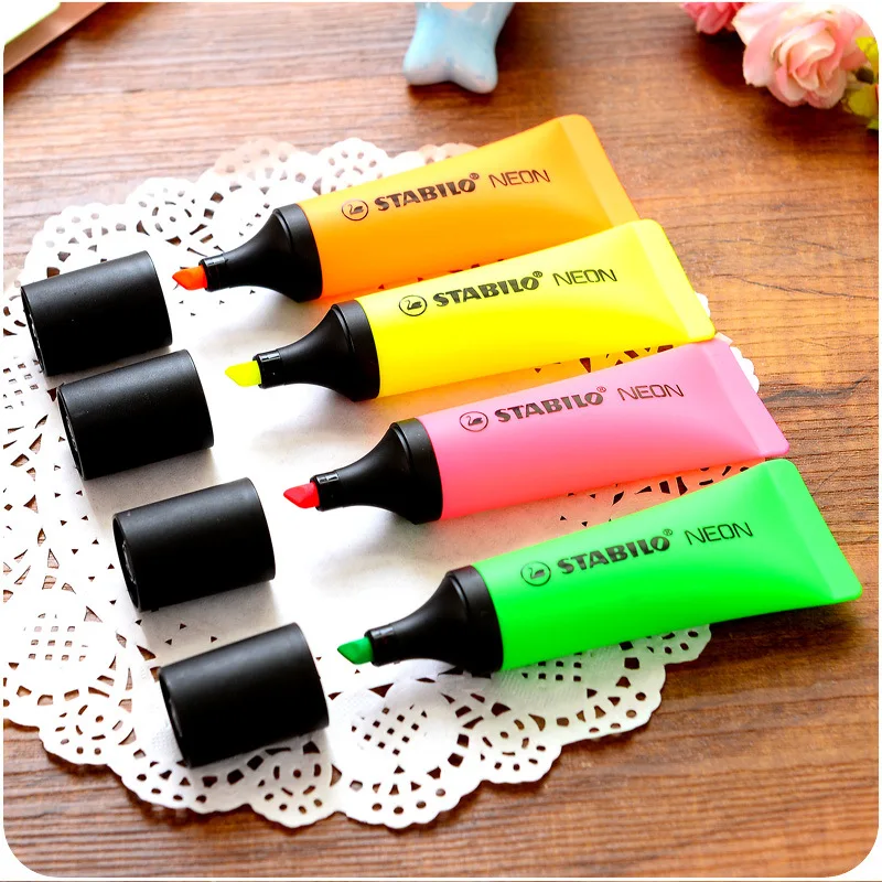 4 pcs/Lot Stabilo neon marker pen Mini highlighter pens Toothpaste shape Color liner Stationery Office School supplies FB826
4 pcs/Lot Stabilo neon marker pen Mini highlighter pens Toothpaste shape Color liner Stationery Office School supplies FB826