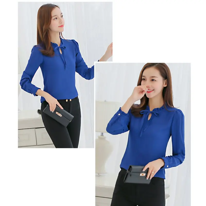 New Women Shirts Long Sleeve Stand Collar Bow Blouses Elegant Ladies Chiffon Blouse Tops Fashion Office Work Wear
New Women Shirts Long Sleeve Stand Collar Bow Blouses Elegant Ladies Chiffon Blouse Tops Fashion Office Work Wear