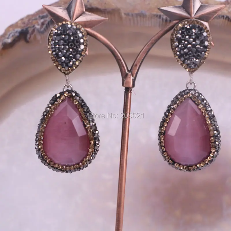 Charms ~ 6pair Pave Crystal Rhinestone Cat's eye stone Fashion Dangle Earrings Jewelry Finding
Charms ~ 6pair Pave Crystal Rhinestone Cat's eye stone Fashion Dangle Earrings Jewelry Finding