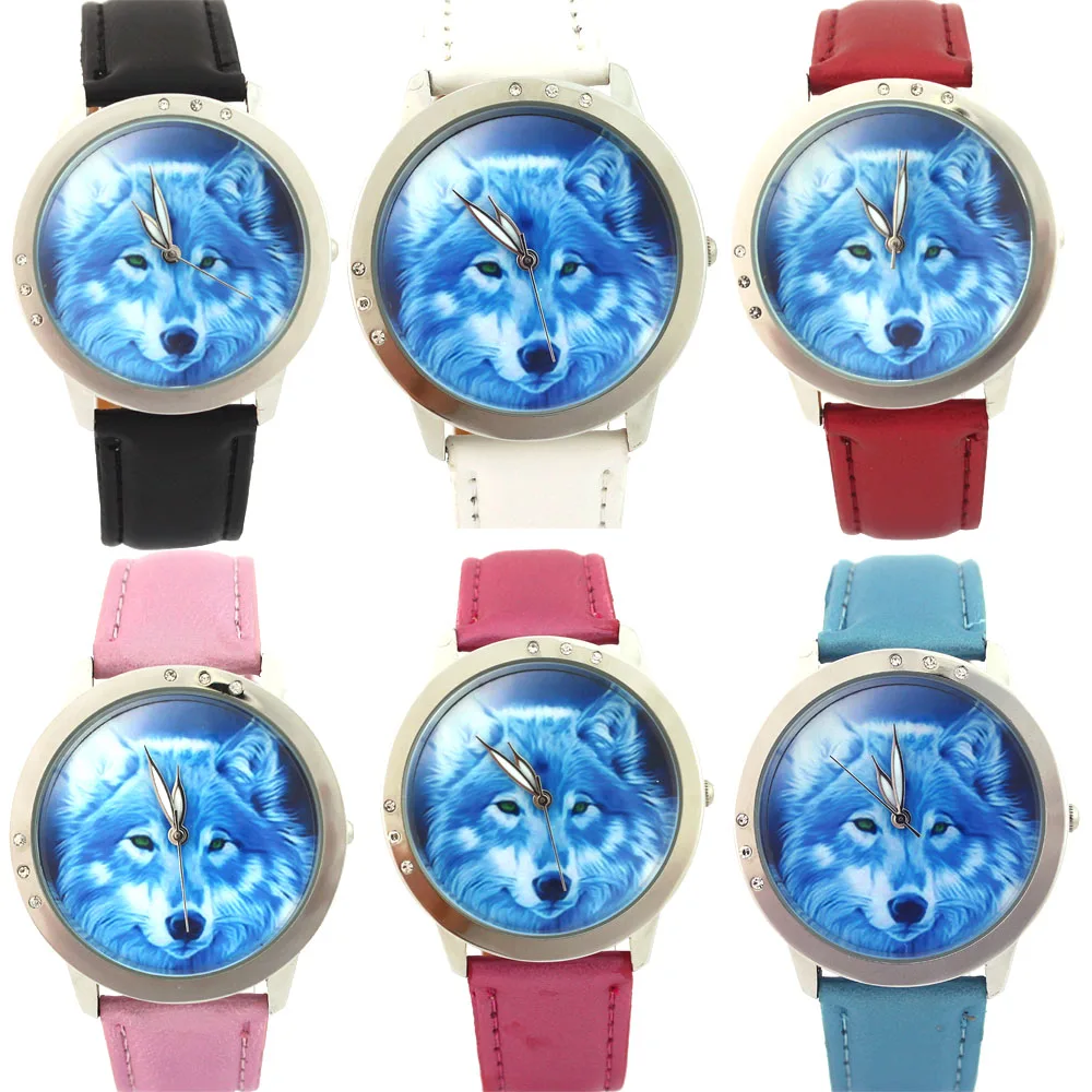 Мужские и женские часы с циферблатом волком аналоговые кварцевые кристаллами