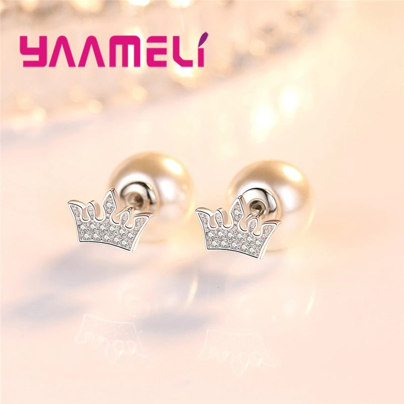 Women Best Jewelry Gifts Crown&Pearl Stud Earrings 925 Sterling Silver Romantic Korean Style Earrings For Birthday Party
Women Best Jewelry Gifts Crown&Pearl Stud Earrings 925 Sterling Silver Romantic Korean Style Earrings For Birthday Party