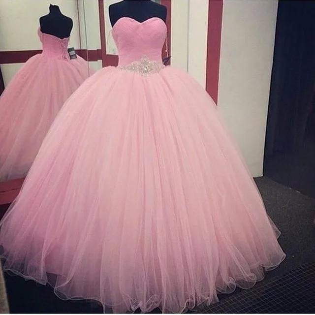 Pink Quinceanera Dresses Sweetheart Ball Gown Ruffle Tulle Beaded Vestidos De 15 Anos Backless Floor Length Robe De Bal
Pink Quinceanera Dresses Sweetheart Ball Gown Ruffle Tulle Beaded Vestidos De 15 Anos Backless Floor Length Robe De Bal