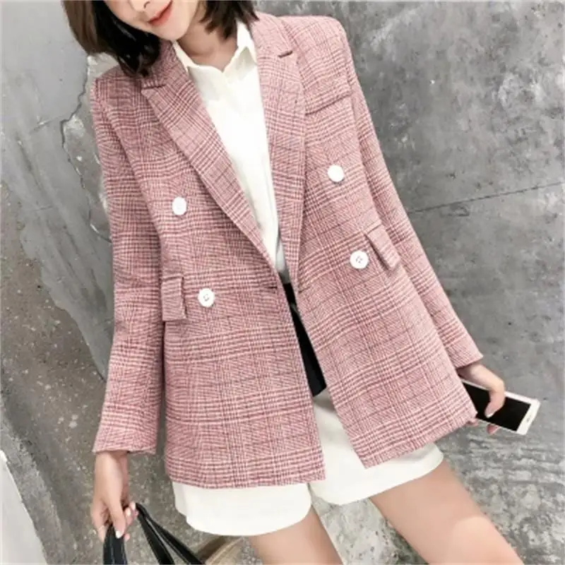 Fashion Pink plaid Blazers Women jacket spring New Mujer Jacket Women Leisure loose Classic Small Suit Female Blazers coat
Fashion Pink plaid Blazers Women jacket spring New Mujer Jacket Women Leisure loose Classic Small Suit Female Blazers coat