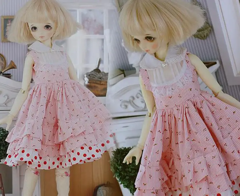New 1/3 1/4 1/6 SD MSD YOSD BJD Doll Clothes pink Wave point Girl Dress/Skirt/Suit | Игрушки и хобби