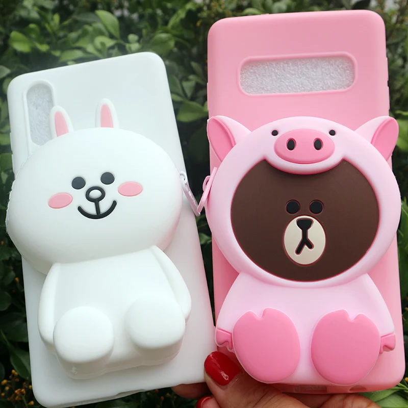FAYDAI для Samsung Galaxy S10 S9 S8 Plus S10e чехол 3D милый мультяшный кошелек телефона Note 9 8 Мягкий