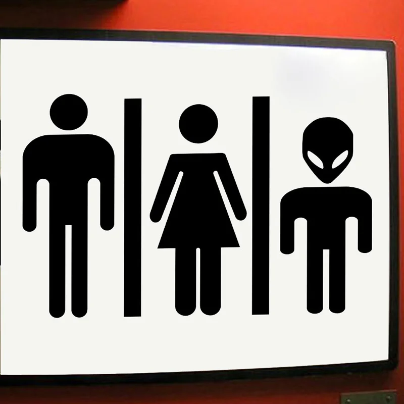 Креативные мужские и женские Инопланетные знаки для туалета Настенная Наклейка