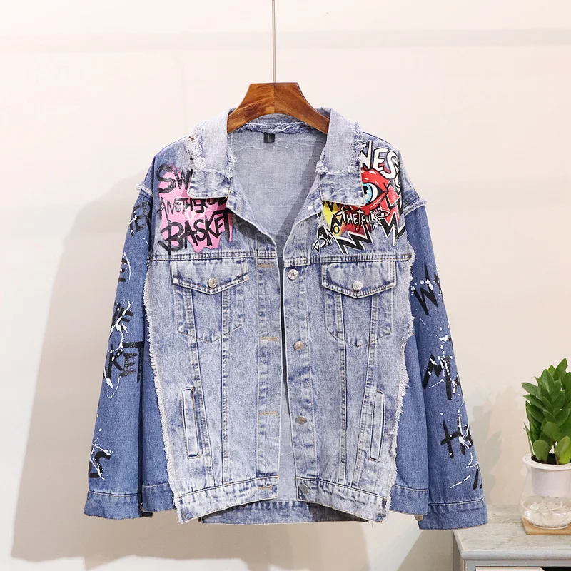 autumn New Fashion Denim Coat Women Graffiti Print Worn Out Long Sleeve Denim Jacket Girl Jeans Coats
autumn New Fashion Denim Coat Women Graffiti Print Worn Out Long Sleeve Denim Jacket Girl Jeans Coats