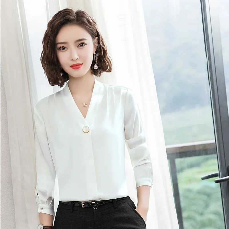 Fashion V-neck Long Sleeve Formal Women Blouses and Shirts for Ladies Office Work Wear 2019 Spring Summer Blouse Tops OL Styles
Fashion V-neck Long Sleeve Formal Women Blouses and Shirts for Ladies Office Work Wear 2019 Spring Summer Blouse Tops OL Styles