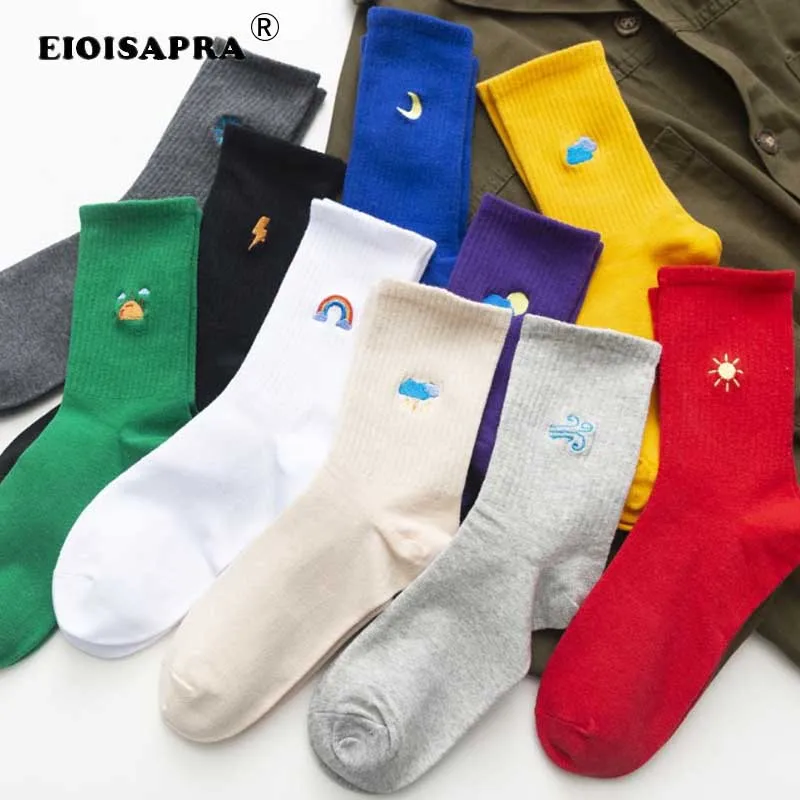 New Fashion Tide Happy Sock Colorful Embroidery Cotton Sock Women Cartoon Weather Pattern Personality Harajuku Korean Style Wome
New Fashion Tide Happy Sock Colorful Embroidery Cotton Sock Women Cartoon Weather Pattern Personality Harajuku Korean Style Wome