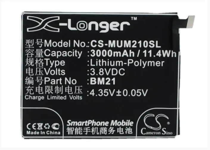 Cameron Sino 3000mAh battery for XIAOMI Libra Mi Note BM21 Mobile, SmartPhone Battery
Cameron Sino 3000mAh battery for XIAOMI Libra Mi Note BM21 Mobile, SmartPhone Battery