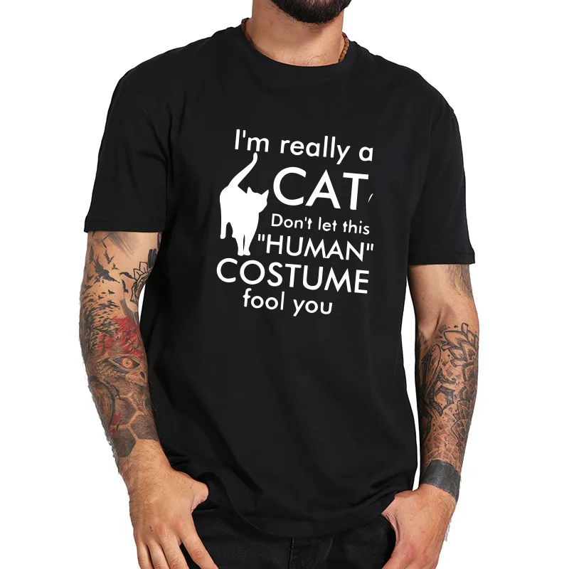 Футболка мужская с надписью I'm действительно A Cat 100% хлопок|Мужские футболки| |